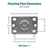 4" x 1.25" Performa Delrin Bearing Rigid Caster - Heavy-Duty with 2.6875" x 3.625" Plate for Industrial Use - 2.04208.441 colson-header