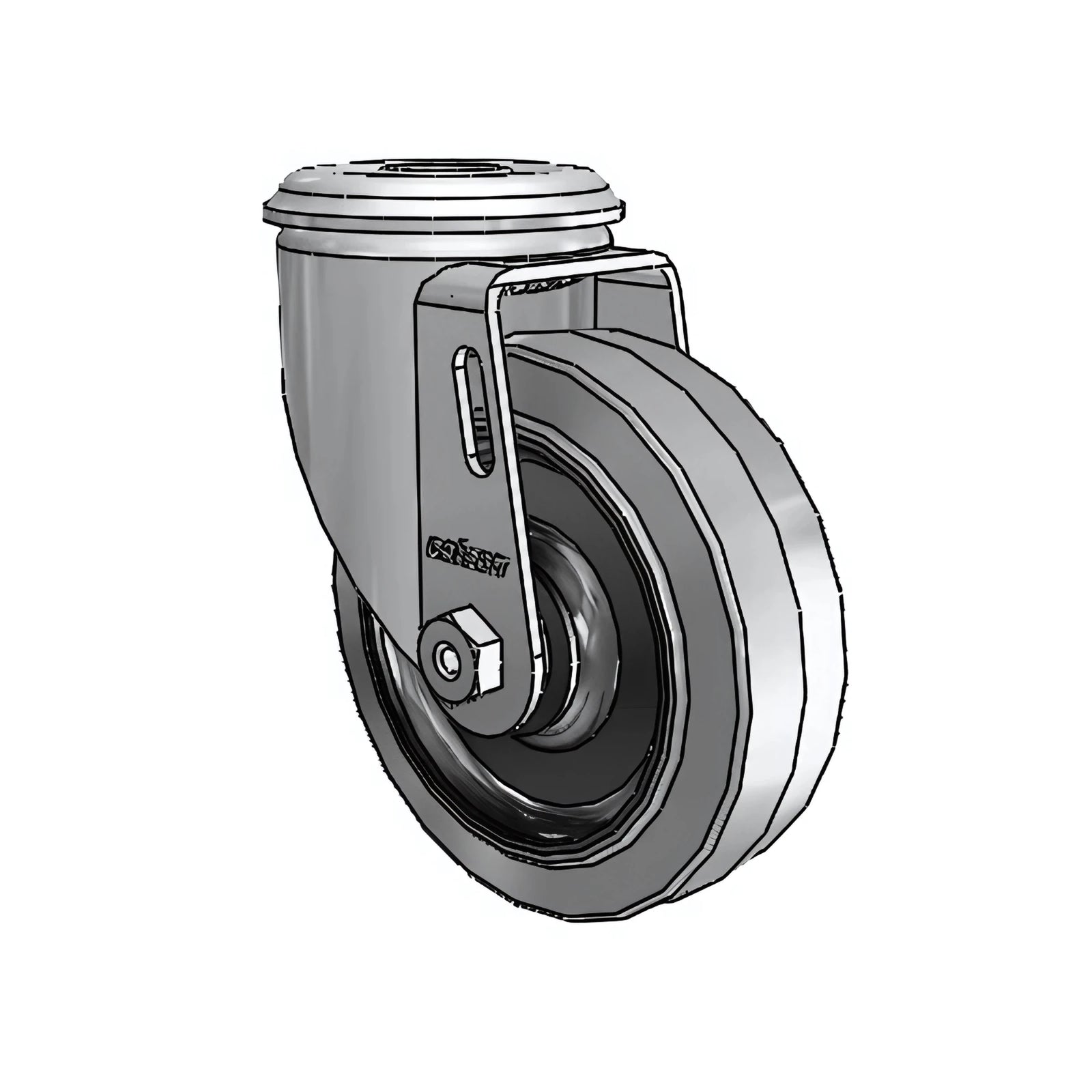 4"x1.25" Conductive Performa Swivel Caster - 250 lb Load Capacity, 1/2" Hollow Rivet Fastening colson-header