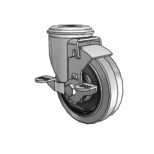 4"x1.25" Conductive Performa Swivel Caster with Side-Lock Brake, 250 lb Load Capacity, 1/2" Hollow Rivet Mount colson-header