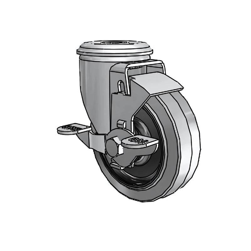 4"x1.25" Conductive Performa Swivel Caster with Side-Lock Brake, 250 lb Load Capacity, 1/2" Hollow Rivet Mount colson-header