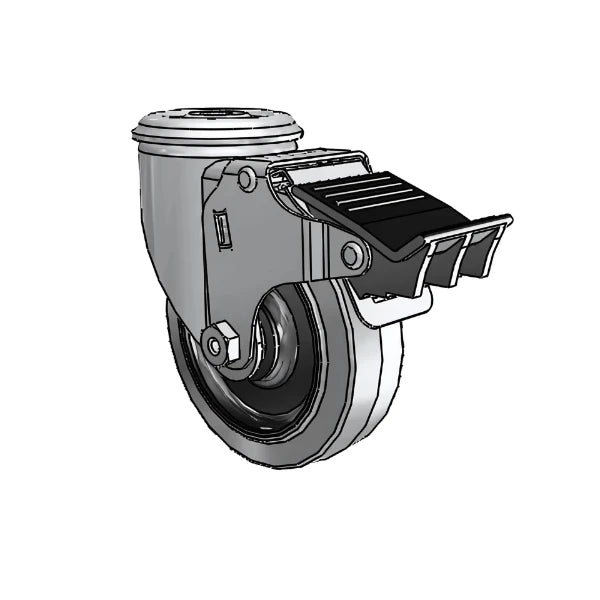 4" x 1.25" Conductive Performa Caster with Total Lock, Ball Bearings, and 1/2" Hollow Rivet - Heavy Duty, Anti-Static Caster for Electronics and Medical Equipment - Model 2.04250.445 COND BRK5 colson-header