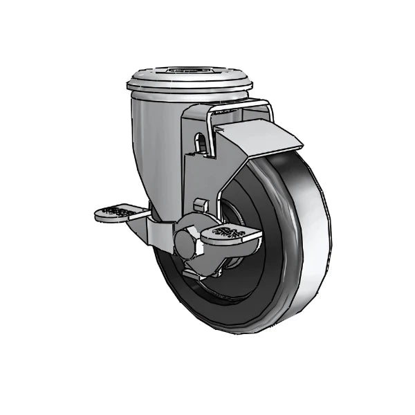 4" x 1.25" Polyolefin Side-Lock Caster with Delrin Bearings, 1/2" Hollow Rivet - Durable and Smooth Performance for Light Industrial Use (Model: 2.04250.53 BRK1) colson-header1