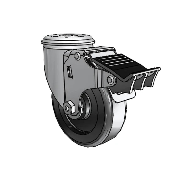 4" x 1.25" Polyolefin Ball Bearing Caster with Total Lock, Durable Wheel, and 1/2" Hollow Rivet - Model 2.04250.55 BRK5 colson-header1
