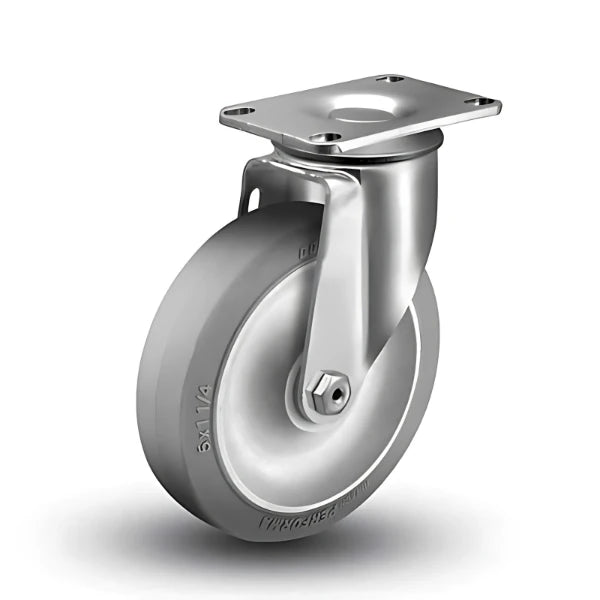 4" Heavy-Duty Swivel Caster with Performa Rubber Ball Bearing Wheel - 300 lb Load Capacity CasterHQ