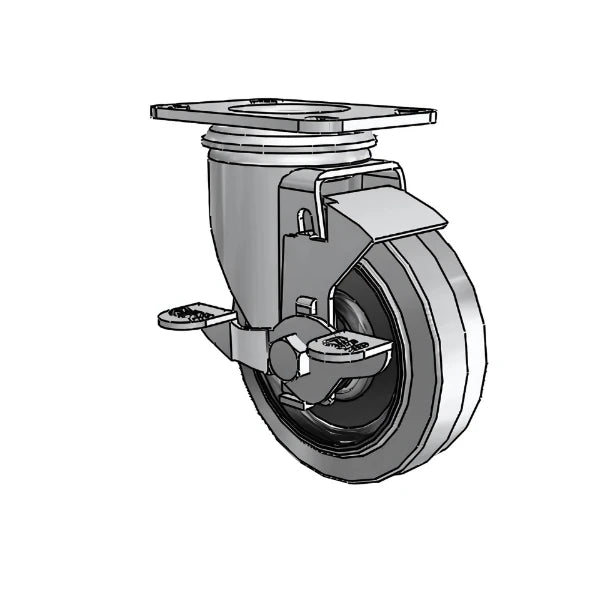 4" x 1.25" Conductive Performa Side-Lock Caster with 2.5" x 3.625" Plate for ESD Safety - Heavy-Duty and Secure Mobility for Electronic Equipment - 2.04256.445 COND BRK1 colson-header