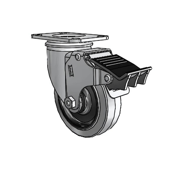 4" x 1.25" Conductive Performa Caster with Total Lock - 2.5" x 3.625" Plate for Electronic Equipment Safety | Model 2.04256.445 COND BRK5 colson-header