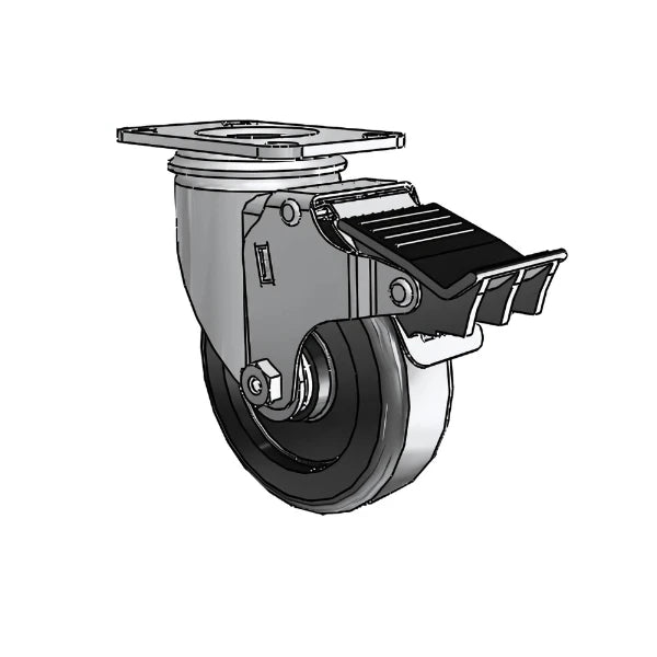 4" x 1.25" Stainless Polyolefin Delrin Bearing Caster with Total Lock and 2.5" x 3.625" Plate - Durable, Corrosion-Resistant Caster for Industrial & Commercial Use - Model 2.04256.53 BRK5 colson-header