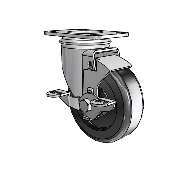 4"x1.25" Polyolefin Ball Bearing Swivel Caster with Side-Lock Brake and 2.5"x3.625" Plate - 275 lb Capacity colson-header