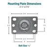 4"x1.25" Polyolefin Ball Bearing Swivel Caster with Side-Lock Brake and 2.5"x3.625" Plate - 275 lb Capacity colson-header