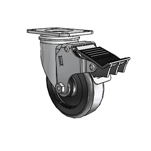 4" x 1.25" Stainless Steel Polyolefin Ball Bearing Caster with Total Lock and 2.5" x 3.625" Plate - Durable and Corrosion-Resistant, Heavy-Duty Caster for Industrial and Commercial Use - 2.04256.55 BRK5 colson-header