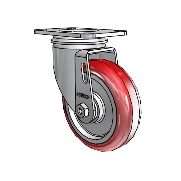 4" x 1.25" HI-TECH Delrin Bearing Swivel Caster - 275 lb Capacity, 2.5" x 3.625" Plate colson-header