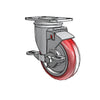 4" HI-TECH Polyurethane Swivel Caster with Side-Lock Brake | 275 lb Capacity | 2.5" x 3.625" Top Plate colson-header