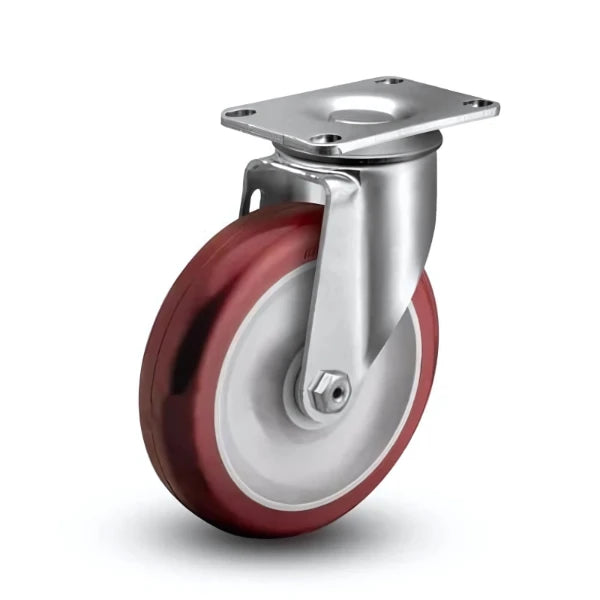 4" Polyurethane Swivel Plate Caster with HI-TECH BB Wheel - 275 lb Capacity CasterHQ