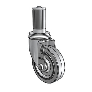 Colson MTG55 4" x 1.25" Performa Rubber Caster – 1-3/8" Expanding Adapter