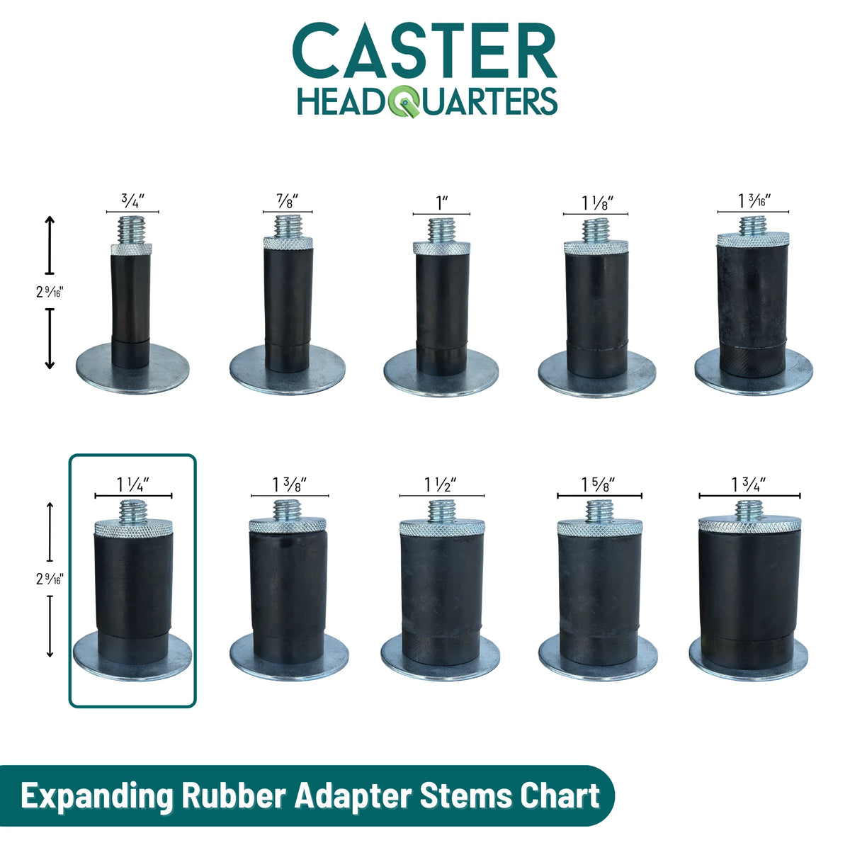 Colson Casters 4" x 1.25" Polyolefin Delrin Bearing Caster with Expanding Adapter for 1-1/4" to 1-5/16" Inside Dia. Square Tubing - MTG54 - SKU: 2.04267.53 MTG54 | Heavy Duty Industrial Caster for Superior Load Capacity and Maneuverability colson-header