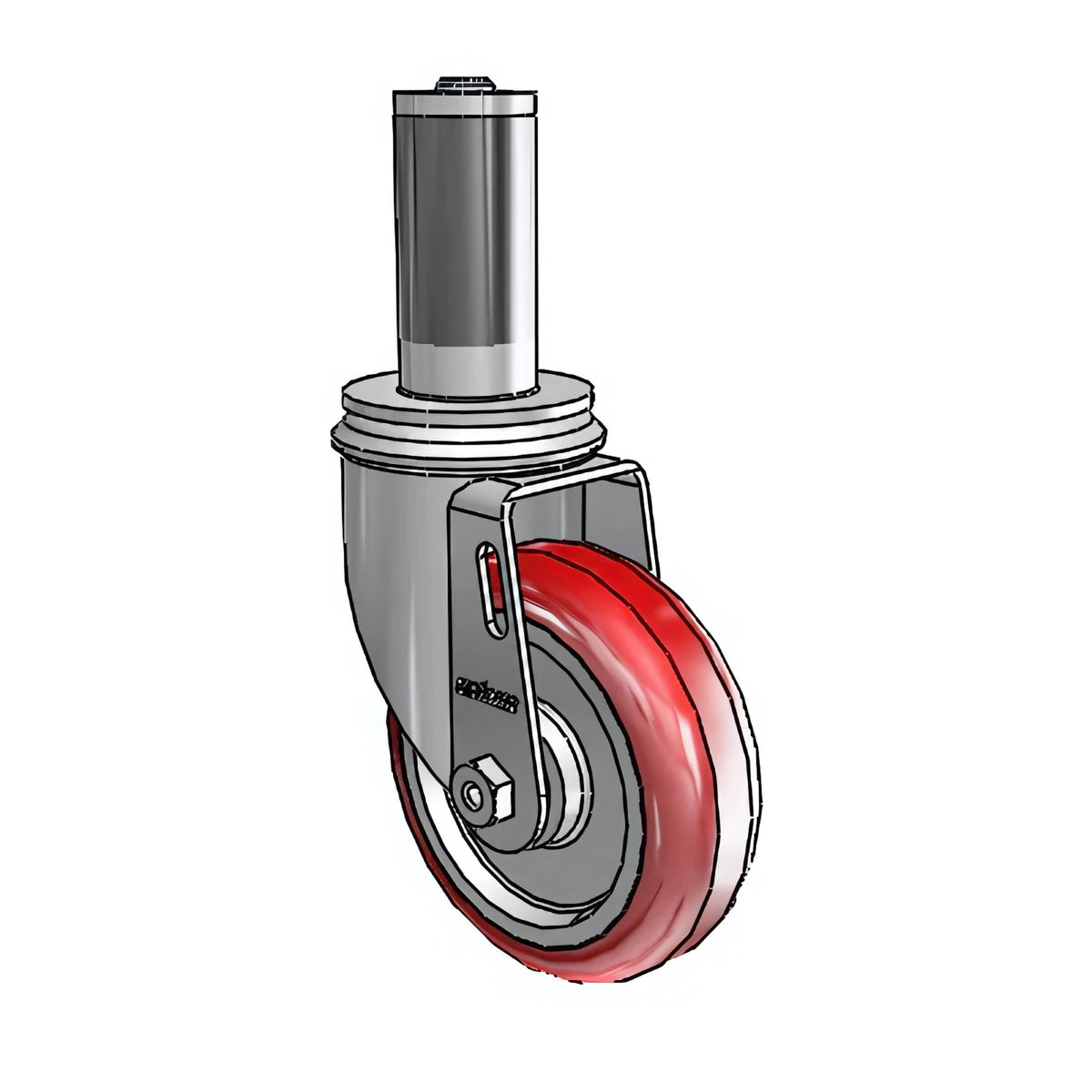 4" HI-TECH Ball Bearing Caster | 300lb Capacity | 1-1/4" to 1-5/16" Square Tubing Adapter (SKU: 2.04267.95 MTG54) colson-header
