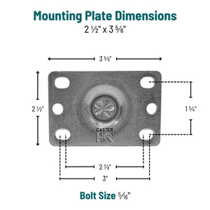 4" x 1.25" Stainless High-Temp TPE Precision Ball Side-Lock Caster – Durable Heat-Resistant Caster with 2.5" x 3.625" Plate, Ideal for Industrial Use - Model 2.04456.414 H BRK1 colson-header1