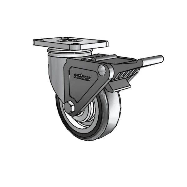 Colson Casters Stainless 4" x 1.25" High-Temp TPE Precision Ball Caster with Top Lock - 2.5" x 3.625" Plate - SKU: 2.04456.414 H BRK2 colson-header