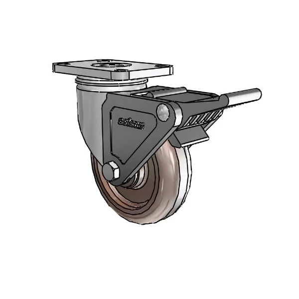 4" x 1.25" Stainless Steel Thermo Plain Caster with Top Lock - Durable and Versatile 2.5" x 3.625" Plate for Enhanced Mobility in Commercial and Industrial Applications - Model 2.04456.52 HT BRK2 colson-header1
