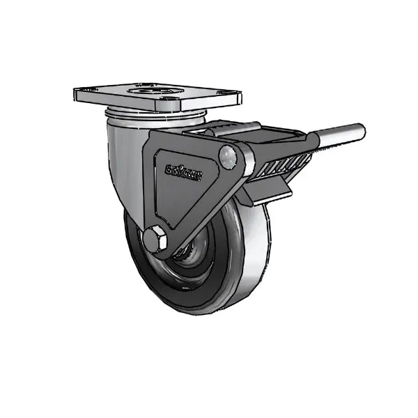 4" x 1.25" Stainless Steel Polyolefin Caster with Delrin Bearing, Top Lock, and 2.5" x 3.625" Plate - Heavy-Duty Industrial Caster for Corrosion Resistance and Reliable Performance - 2.04456.544 BRK2 -  | CasterHQ