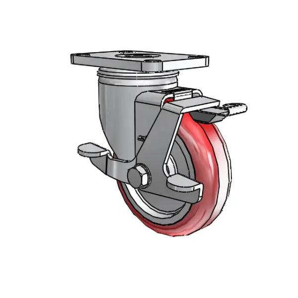 Colson Casters Stainless 4" x 1.25" HI-TECH Delrin Bearing Side-Lock Caster - 2.5" x 3.625" Plate - SKU: 2.04456.944 BRK1 | Heavy-Duty Caster for Industrial and Medical Use -  | CasterHQ