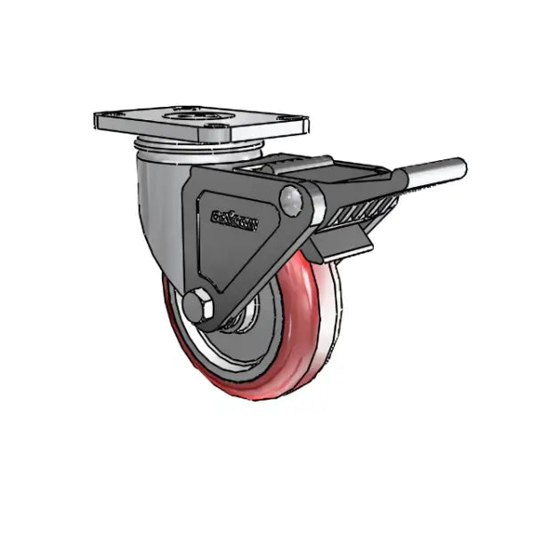 Colson Casters Stainless 4" x 1.25" HI-TECH Delrin Bearing Caster with Top Lock - 2.5" x 3.625" Plate - SKU: 2.04456.944 BRK2 | Heavy-Duty, Reliable Mobility Solutions for Industrial and Medical Use -  | CasterHQ