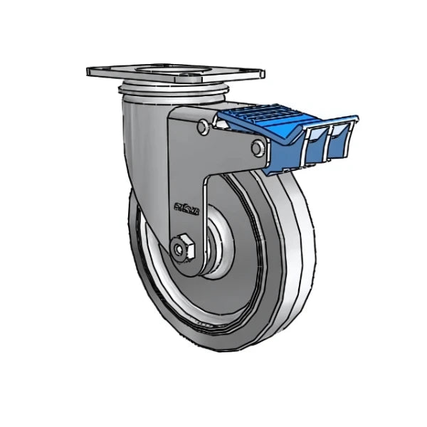 5" x 1.25" Performa Ball Bearing Direction Lock Caster with 2.5" x 3.625" Plate - Heavy-Duty Rubber Wheel for Equipment Mobility and Stability | SKU: 2.05156.445 colson-header