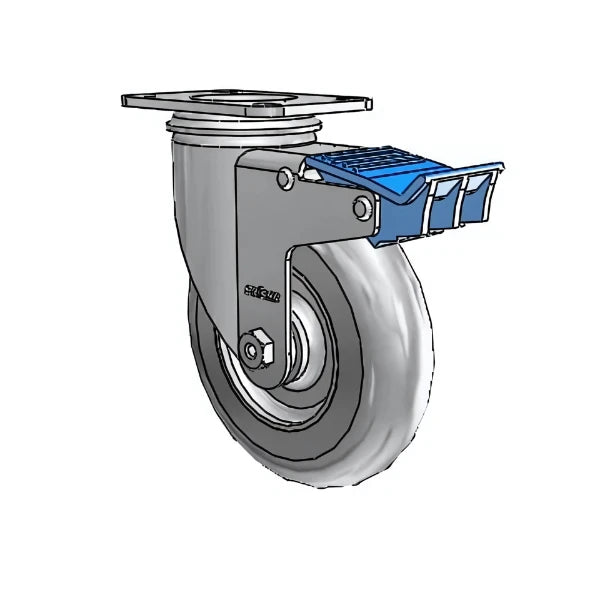 5" x 1.3125" Performa Delrin Bearing Direction Lock Caster with 2.5" x 3.625" Plate - Durable & Reliable for Industrial and Commercial Use - 2.05156.561 colson-header