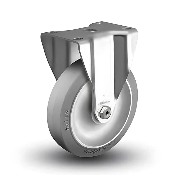 5"x1.25" Performa Rubber Ball Bearing Rigid Caster - Heavy-Duty, Soft Wheel, 325 lb Load CasterHQ