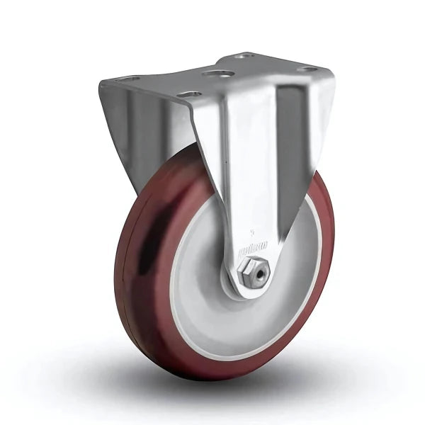 5" Polyurethane Rigid Plate Caster with HI-TECH BB Wheel - 300 lb Capacity CasterHQ