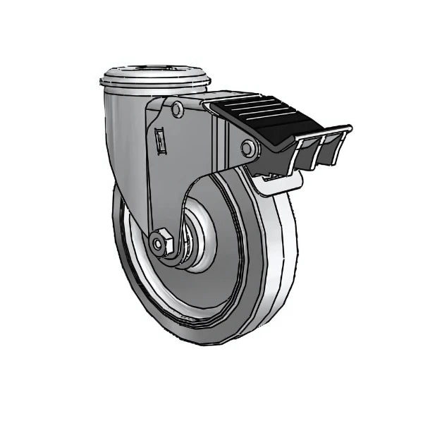 5" x 1.25" Performa Delrin Bearing Caster with Total Lock & 1/2" Hollow Rivet - Heavy-Duty Industrial Caster for Equipment & Machinery - Model 2.05250.441 BRK5 colson-header