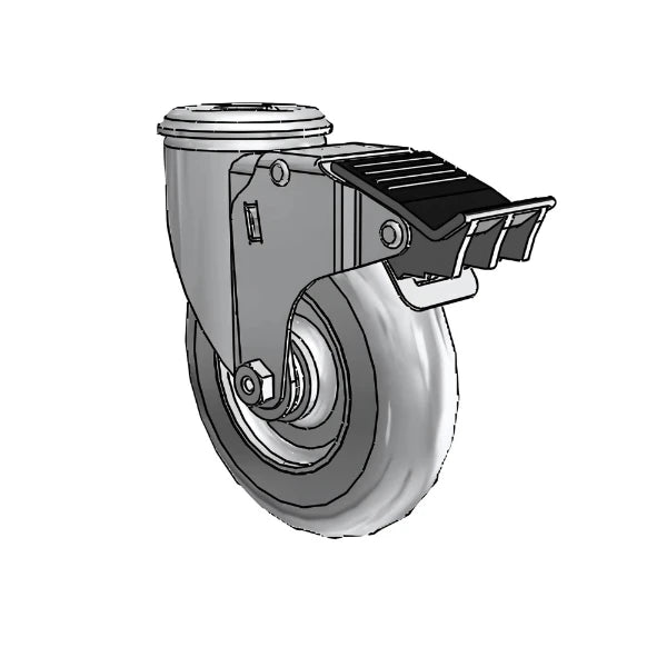 5" x 1.25" Performa Ball Bearing Caster with Total Lock and 1/2" Hollow Rivet - Heavy-Duty Industrial Caster for Machinery and Equipment colson-header