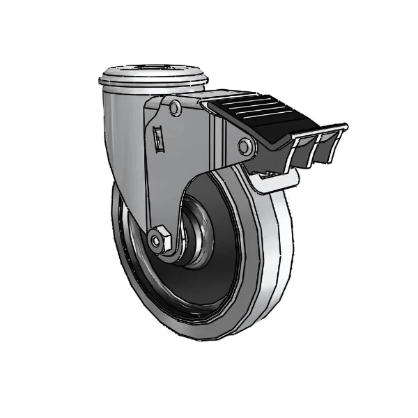 5" x 1.25" Conductive Performa Caster with Total Lock and 1/2" Hollow Rivet – Heavy-Duty ESD Safe for Industrial Equipment, Model 2.05250.445 COND BRK5 colson-header