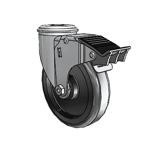 5" x 1.25" Polyolefin Ball Bearing Caster with Total Lock, 1/2" Hollow Rivet – Durable and Reliable for Light Industrial Use (Model: 2.05250.55 BRK5) colson-header1
