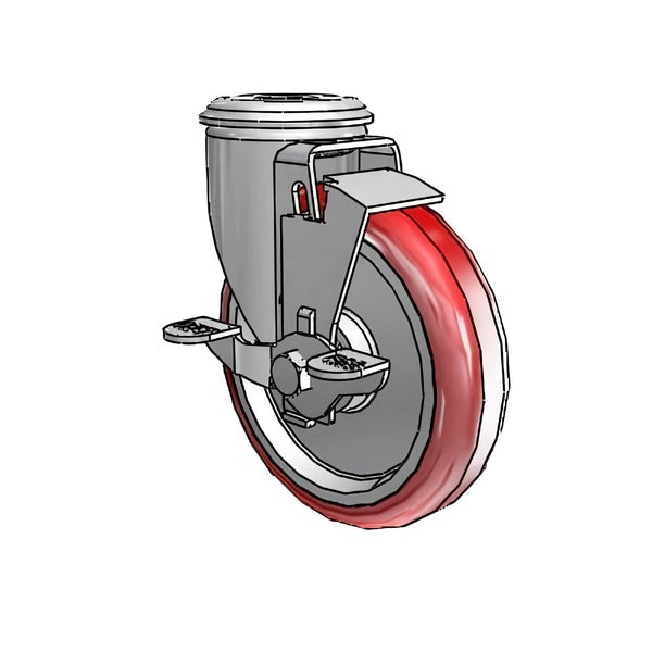 Colson Casters 5" x 1.25" HI-TECH Delrin Bearing Top-Lock Caster with 1/2" Hollow Rivet - Durable Mobility Solution for Industrial and Medical Use - SKU: 2.05250.91 BRK1 colson-header