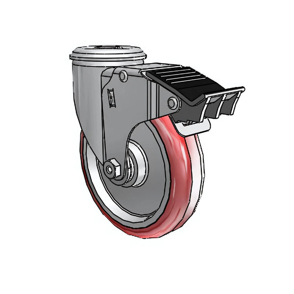 Colson Casters 5" x 1.25" HI-TECH Delrin Bearing Caster with Total Lock and 1/2" Hollow Rivet - Reliable Mobility Solution - SKU: 2.05250.91 BRK5 colson-header