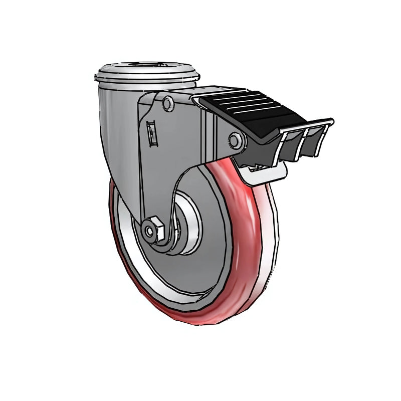 Colson Casters 5" x 1.25" HI-TECH Ball Bearing Caster with Total Lock and 1/2" Hollow Rivet - Durable, Smooth Mobility for Industrial and Medical Use - SKU: 2.05250.95 BRK5 colson-header