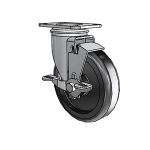 Colson 2.05256.55 BRK1 5" x 1.25" Polyolefin Top-Lock Caster