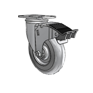 5" x 1.3125" Performa Delrin Bearing Caster with Total Lock - Durable Industrial Caster with 2.5" x 3.625" Plate for Heavy-Duty Applications - 2.05256.561 BRK5 colson-header
