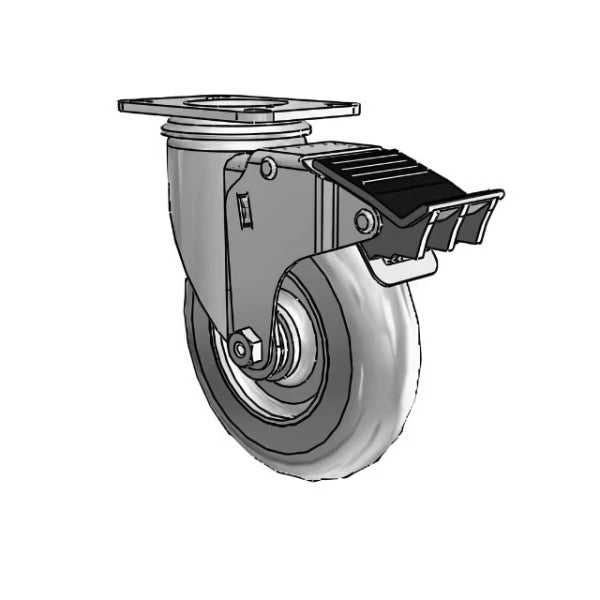 5" x 1.3125" Performa Ball Bearing Caster with Total Lock - Durable Rubber Caster with 2.5" x 3.625" Plate for Heavy-Duty Industrial Use - Model 2.05256.565 BRK5 colson-header