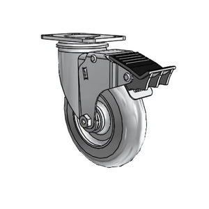 5" x 1.3125" Performa Ball Bearing Caster with Total Lock - Durable Rubber Caster with 2.5" x 3.625" Plate for Heavy-Duty Industrial Use - Model 2.05256.565 BRK5 colson-header