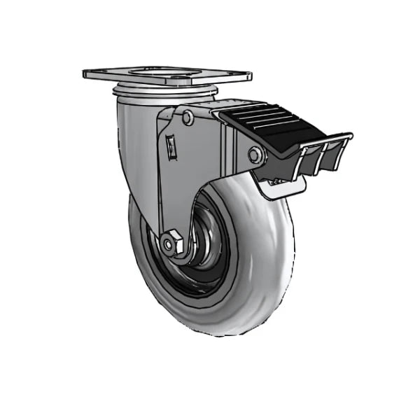 5" x 1.3125" Conductive Performa Caster with Total Lock - Heavy-Duty Static Control Wheel and 2.5" x 3.625" Mounting Plate (Model: 2.05256.565 COND BRK5) colson-header