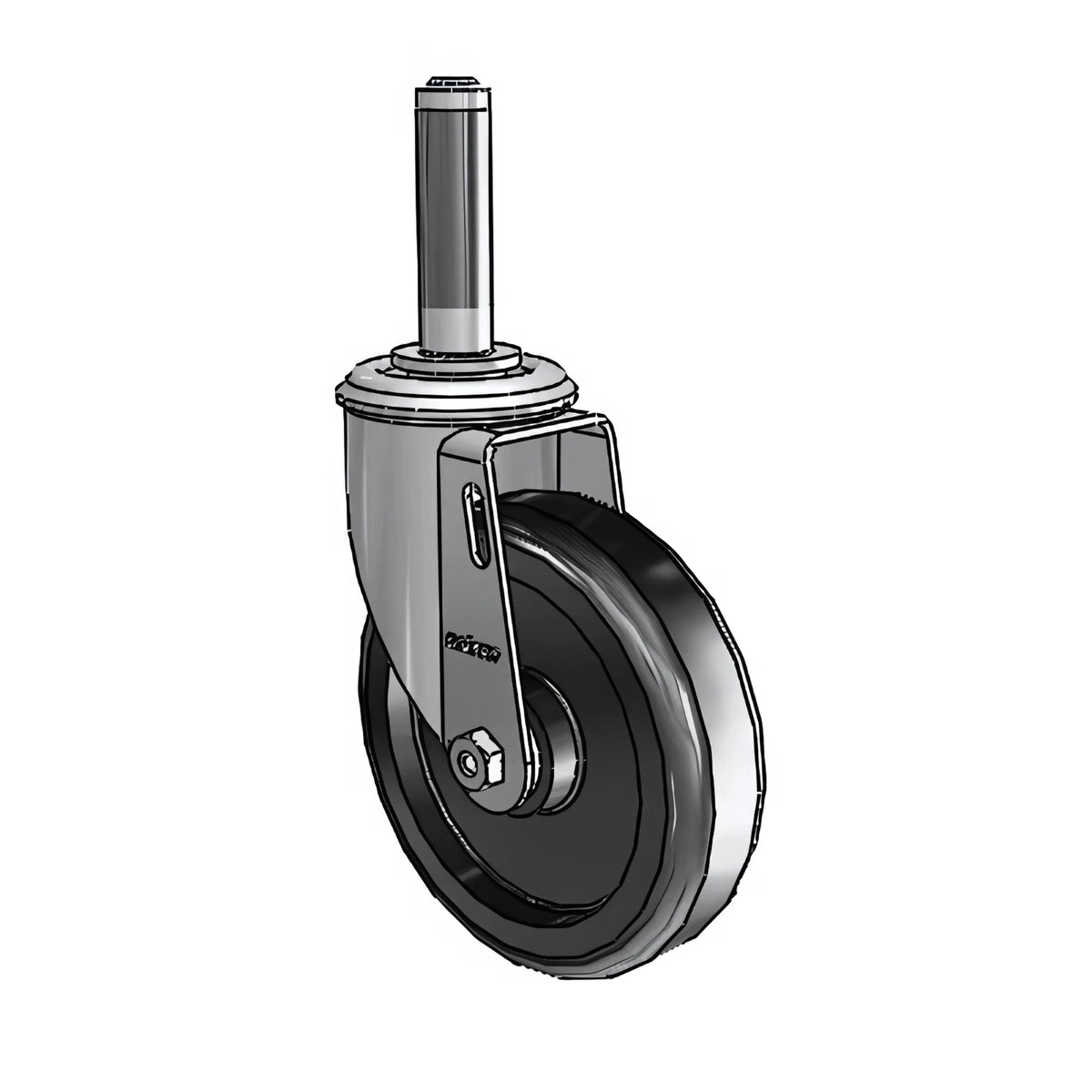 5" x 1.25" Polyolefin Delrin Bearing Caster with Expanding Adapter for 3/4" to 13/16" Round Tubing - Heavy-Duty Industrial Caster - Model 2.05267.53 MTG40 colson-header