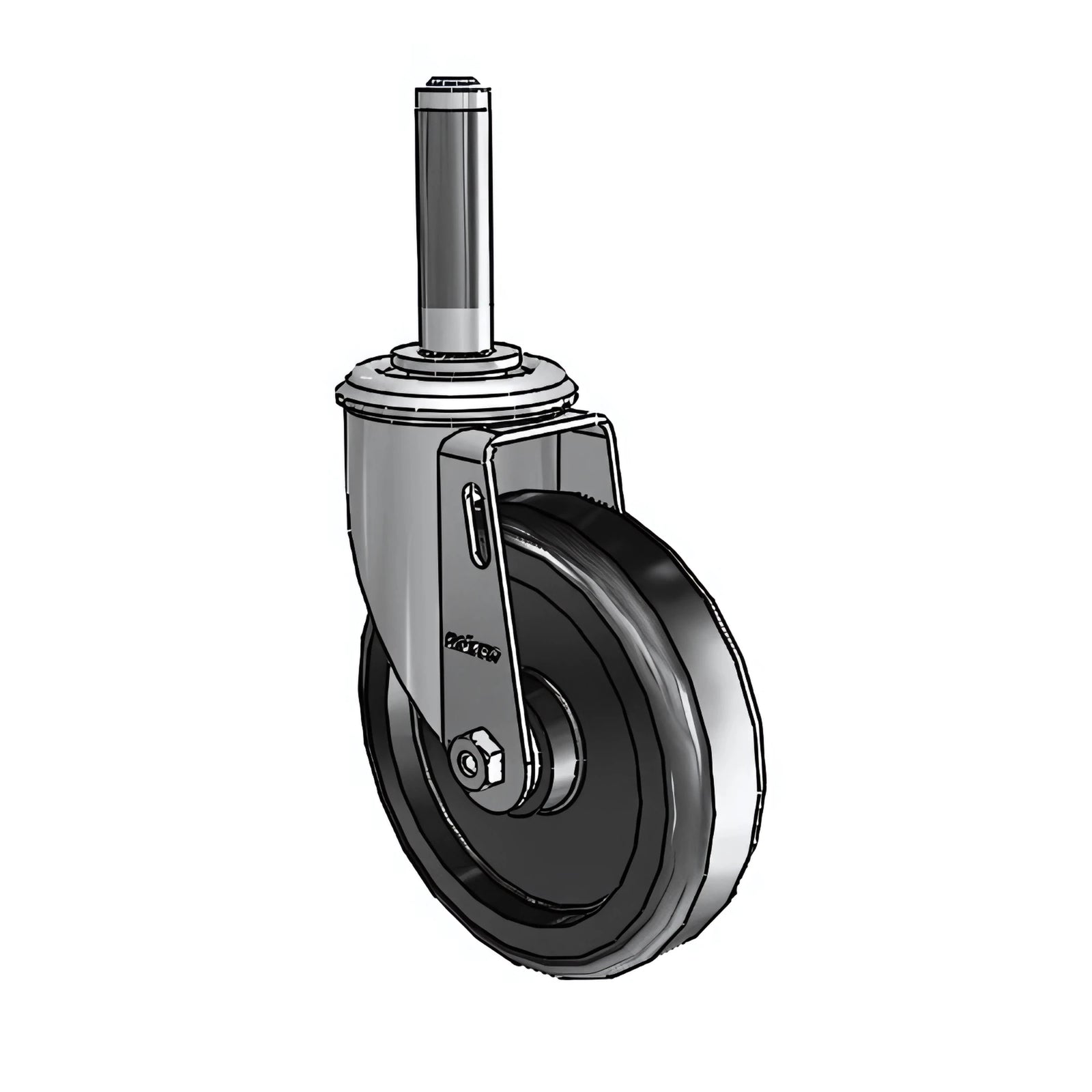 5" x 1.25" Polyolefin Delrin Bearing Caster with Expanding Adapter for 3/4" to 13/16" Round Tubing - Heavy-Duty Industrial Caster - Model 2.05267.53 MTG40 colson-header