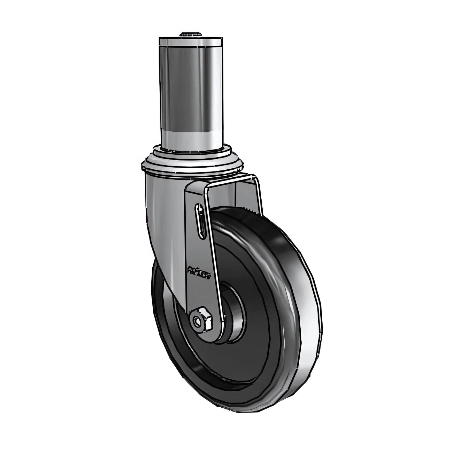 5" Polyolefin Delrin Bearing Caster with Expanding Adapter for 1.5" to 1.56" Tubing - 300 lb Load Capacity colson-header