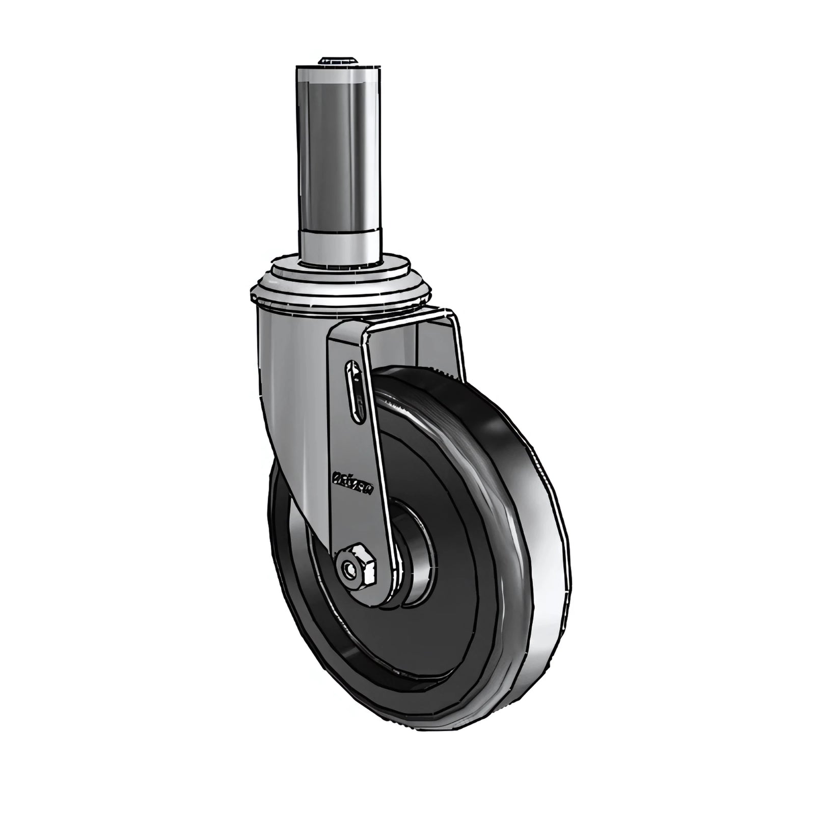 5" x 1.25" Polyolefin Delrin Bearing Caster with Expanding Adapter for 1-1/8" to 1-3/16" Square Tubing - 300 lb Load Capacity colson-header