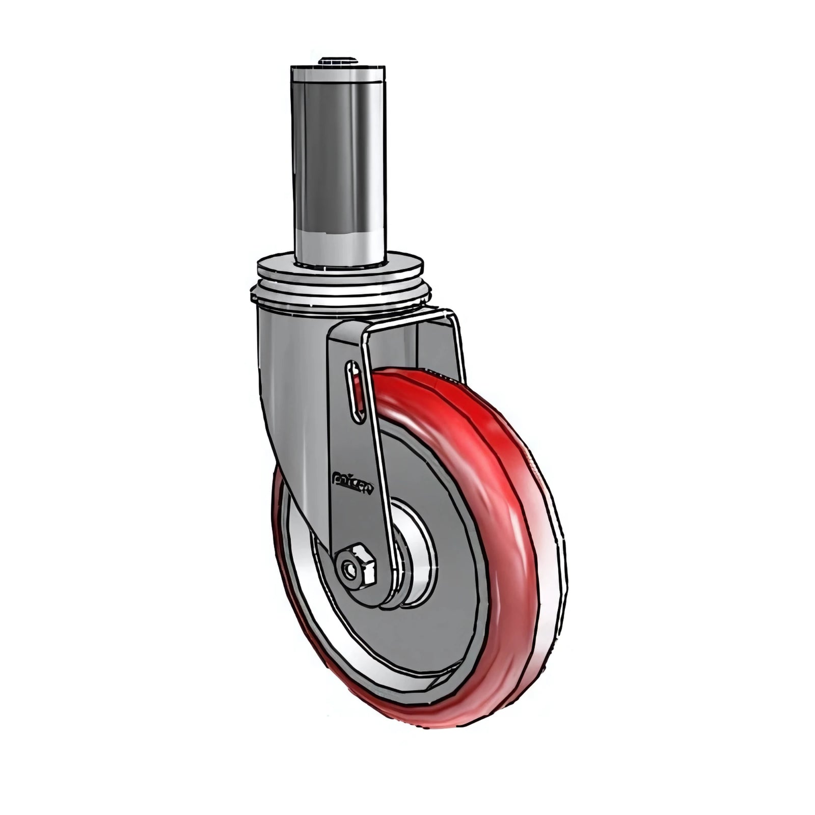 5" HI-TECH Caster | 300lb Capacity | Expanding Adapter for 1-1/4"-1-5/16" Square Tubing | SKU 2.05267.91 MTG54 colson-header