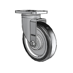 Colson 2.05456.414 H 5" x 1.25" TPE Stainless Caster 2.5" x 3.625" Plate