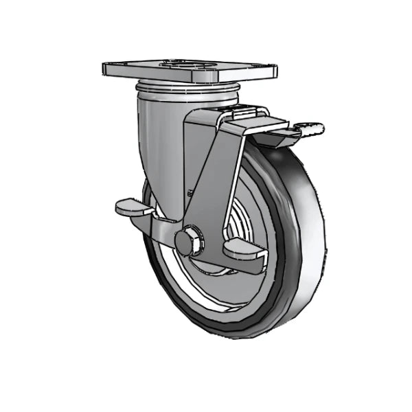 Colson Casters 5" x 1.25" High-Temp TPE Precision Ball Top-Lock Caster - 2.5" x 3.625" Plate - Durable Stainless Steel - SKU: 2.05456.414 H BRK1 colson-header