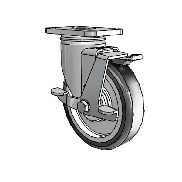 Colson Casters 5" x 1.25" High-Temp TPE Precision Ball Top-Lock Caster - 2.5" x 3.625" Plate - Durable Stainless Steel - SKU: 2.05456.414 H BRK1 -  | CasterHQ